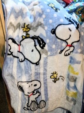 Peanuts Snoopy & Woodstock Kids Blanket - Light Blue